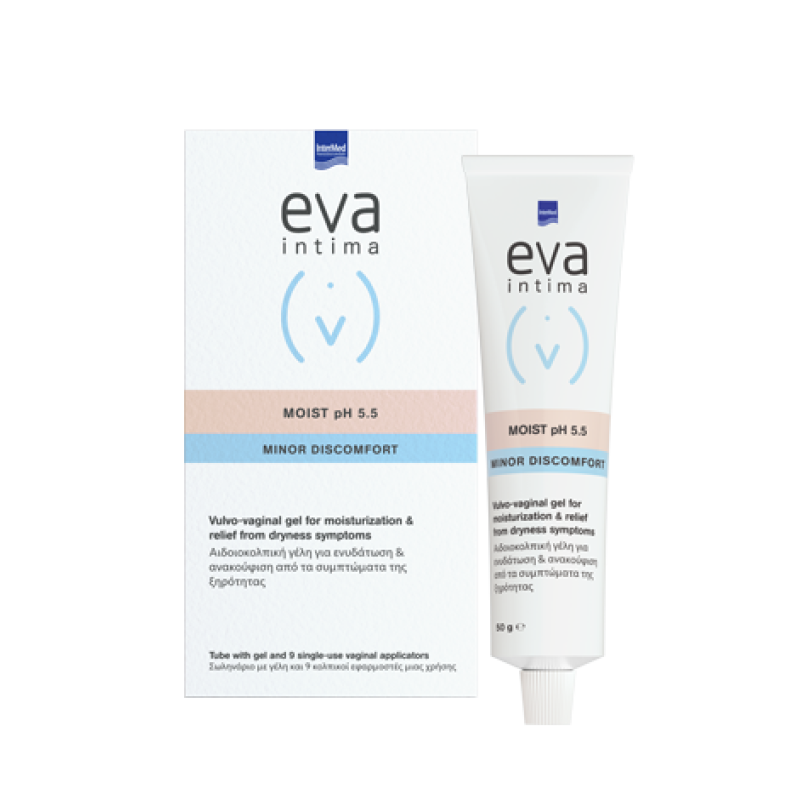 EVA Intima Moist pH 5.5 Minor Discomfort Υγραντική και Λιπαντική Αιδοίο-Κολπική Γέλη για την Ανακούφιση της Ξηρότητας του Κόλπου 50gr & 9 Εφαρμοστές