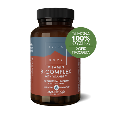 TERRANOVA Vitamin B-Complex with Vitamin C Καινοτόμος Σύνθεση Βιταμινών Του Συμπλέγματος Β Για Μέγιστη Απορρόφηση 100 κάψουλες