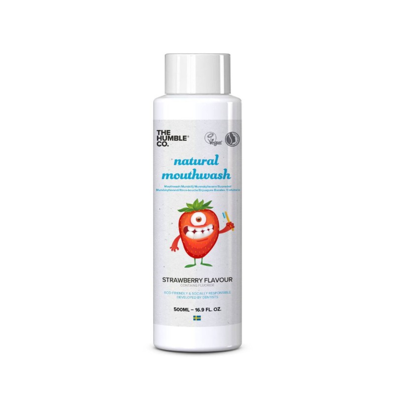 THE HUMBLE CO. Natural Mouthwash Φυσικό Παιδικό Στοματικό Διάλυμα με Φθόριο 100ppmF & Γεύση Φράουλα 500ml