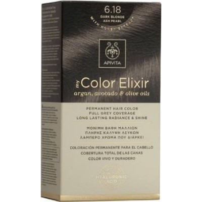 APIVITA My Color Elixir Μόνιμη Βαφή Μαλλιών με 3 Πολύτιμα Έλαια Argan , Αβοκάντο & Ελιάς Απόχρωση Ξανθό Σκούρο Σαντρέ Περλέ 6.18