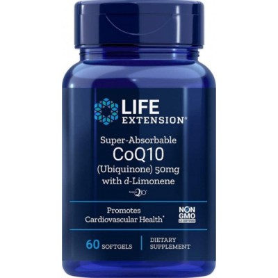 LIFE EXTENSION Super Absorbable CoQ10 50mg (Ubiquinone) with d-Limonene 60 Softgels