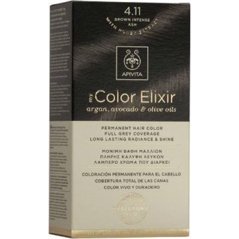 APIVITA My Color Elixir Μόνιμη Βαφή Μαλλιών με 3 Πολύτιμα Έλαια Argan , Αβοκάντο & Ελιάς Απόχρωση Καστανό Έντονο Σαντρέ 4.11