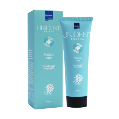 INTERMED Unident Pharma Probio Care Toothpaste Probiotics Οδοντόκρεμα με Προβιοτικά και Βιταμίνη B12 75ml