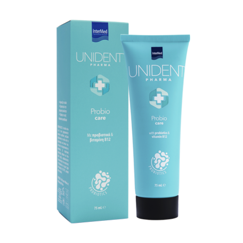 INTERMED Unident Pharma Probio Care Toothpaste Probiotics Οδοντόκρεμα με Προβιοτικά και Βιταμίνη B12 75ml