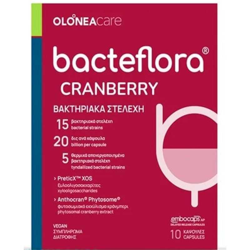 OLONEA Care Bacteflora Cranberry Συμπλήρωμα Διατροφής για την Καλή Λειτουργία του Ουροποιητικού 10 Κάψουλες