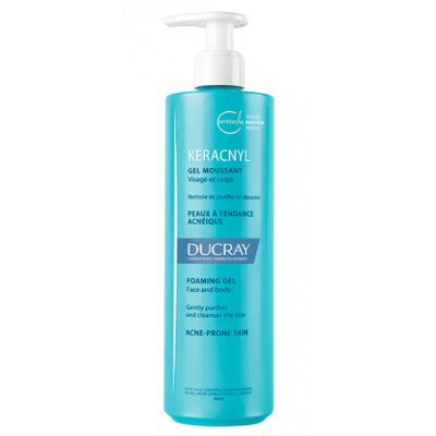 DUCRAY Keracnyl Αφρίζον Τζέλ Καθαρισμού Προσώπου & Σώματος για Λιπαρό Δέρμα με Τάση Ακμής 400ml