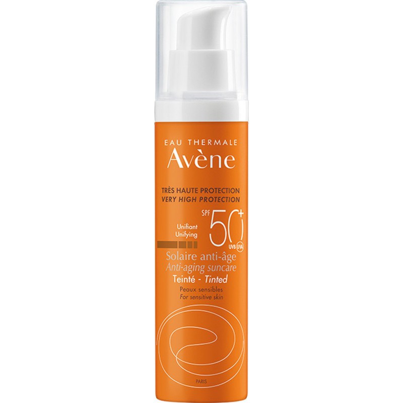 AVENE Sun Solaire Anti-Age Tinted Αντηλιακή Αντιγηραντική Κρέμα Προσώπου με Χρώμα SPF50+ 50ml