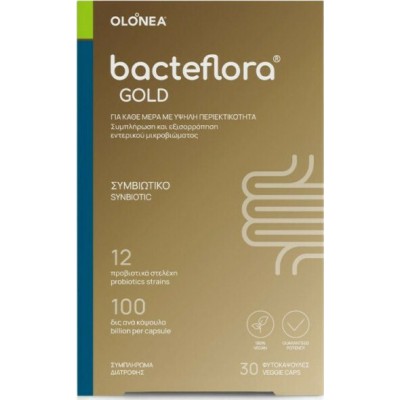 OLONEA Bacteflora Gold Συμβιωτικό με Προβιοτικά & Πρεβιοτικό με Ενισχυμένη Σύνθεση και Υψηλή Περιεκτικότητα για την Συμπλήρωση του Εντερικού Μικροβιώματος 30 Caps