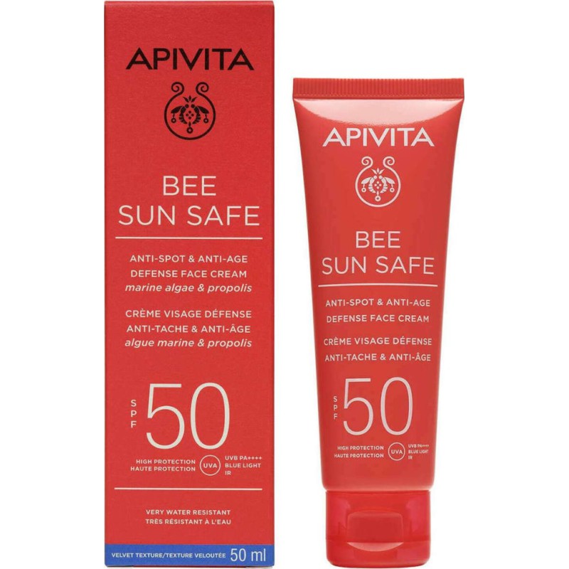 APIVITA Bee Sun Safe Anti-Spot & Anti-Age Defence Face Cream Αντηλιακή Κρέμα Προσώπου Κατά των Πανάδων & των Ρυτίδων SPF50 50ml