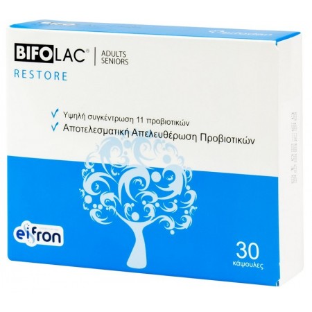 EIFRON Bifolac Restore Συμπλήρωμα Διατροφής για την Αποκατάσταση της Χλωρίδας του Εντέρου 30 Κάψουλες