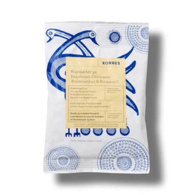 KORRES Καραμέλες με Εκχύλισμα Ελληνικού Φασκόμηλου και Βιταμίνη C με Γεύση Λεμόνι 16τμχ