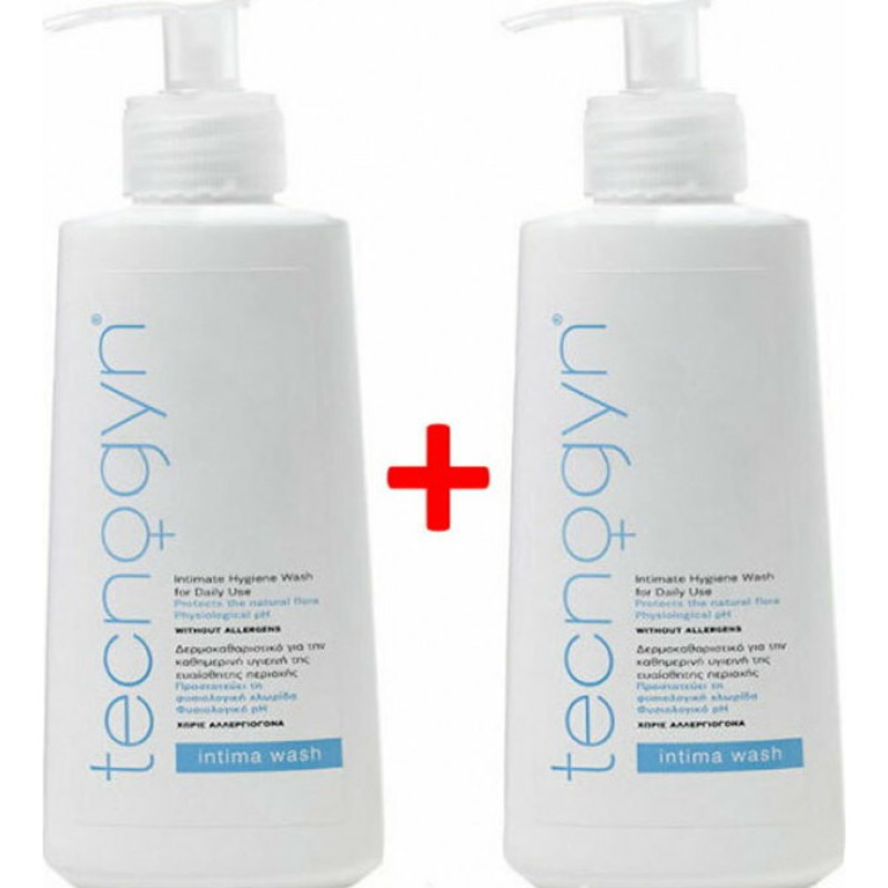 TECNOSKIN 1+1 Tecnogyn Intima Wash Δερμοκαθαριστικό για την Καθημερινή Υγιεινή της Ευαίσθητης Περιοχής, 2 x 200ml