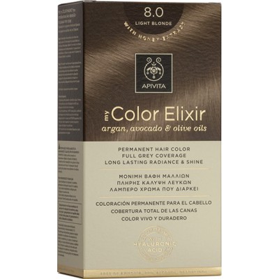 APIVITA My Color Elixir Μόνιμη Βαφή Μαλλιών με 3 Πολύτιμα Έλαια Argan , Αβοκάντο & Ελιάς Απόχρωση Ξανθό Ανοιχτό 8.0