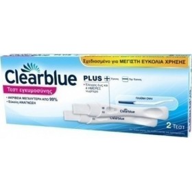 CLEARBLUE Plus Τεστ Εγκυμοσύνης & Αποτέλεσμα σε 1 Λεπτό Οικονομική Συσκευασία Value Pack 2τμχ