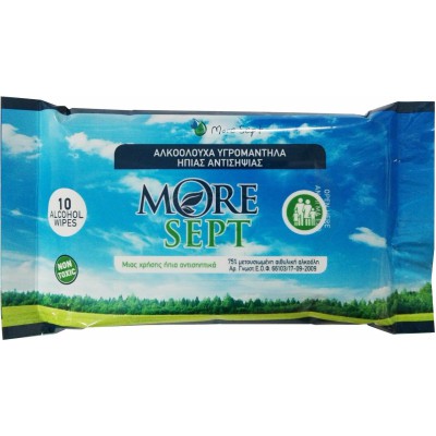 MORE SEPT Αλκοολούχα Μαντηλάκια Ήπιας Αντισηψίας 1τμχ