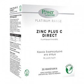 POWER HEALTH Power of Nature Zinc Plus C Direct Συμπλήρωμα Διατροφής με Ψευδάργυρο και Βιταμίνη C με Γεύση Λεμόνι 20 Φακελάκια