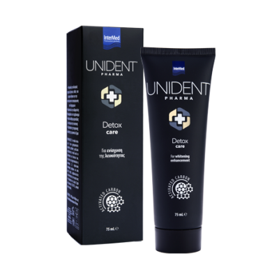 INTERMED Unident Pharma Detox Care Toothpaste Activated Carbon Οδοντόκρεμα για Ενίσχυση της Λευκότητας με Ενεργό Άνθρακα 75ml