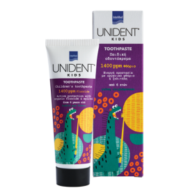 INTERMED Unident Kids Toothpaste 1400 ppm Fluoride Παιδική Οδοντόκρεμα απο 6 Ετών με Γεύση Τσιχλόφουσκα 50ml