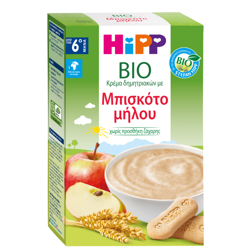 HIPP Bio Κρέμα Δημητριακών με Μπισκότο Μήλου απο τον 6ο Μήνα 250g