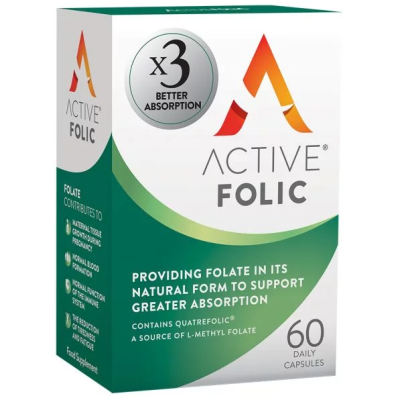 BIONAT Active Folic Συμπλήρωμα Διατροφής με Φολικό Οξύ 60 Κάψουλες