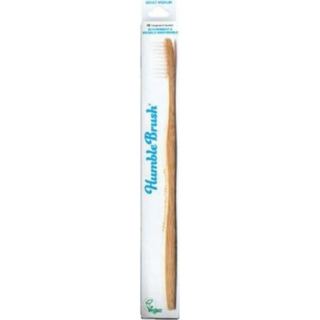 THE HUMBLE CO. Adult Medium Toothbrush Οδοντόβουρτσα απο Μπαμπού με Μέτρια Τρίχα Χρώμα Λευκό 1τμχ 
