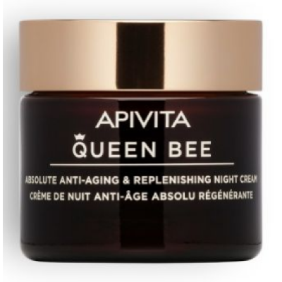 APIVITA Queen Bee Κρέμα Νύχτας Απόλυτης Αντιγήρανσης & Αναγέννησης με Βασιλικό Πολτό Ελεγχόμενης Αποδέσμευσης 50ml