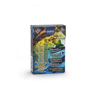 INTERMED Exodor Dental Gum Οδοντότσιχλα Οδοντιατρικής Φροντίδας Κατά της Κακοσμίας του Στόματος με Γεύση Δυόσμου Χωρίς Ζάχαρη 21g