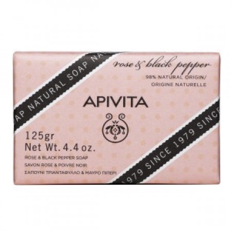 APIVITA Natural Soap Σαπούνι με Σαπούνι με Τριαντάφυλλο & Μαύρο Πιπέρι 125gr