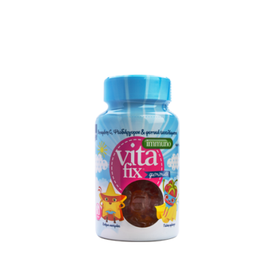 INTERMED Vitafix Ιmmuno Gummies Συμπλήρωμα Διατροφής για Παιδιά με Βιταμίνη C, Ψευδάργυρο και Φυτικά Εκχυλίσματα που Συμβάλουν στην Ενίσχυση του Ανοσοποιητικού με Γεύση Σμέουρο 60 Ζελεδάκια