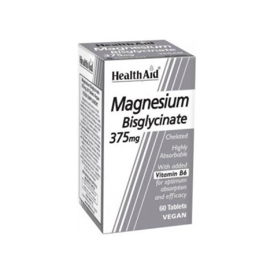 HEALTH AID Magnesium Bisglycinate 375mg Συμπλήρωμα Διατροφής με Μαγνήσιο 60 Ταμπλέτες