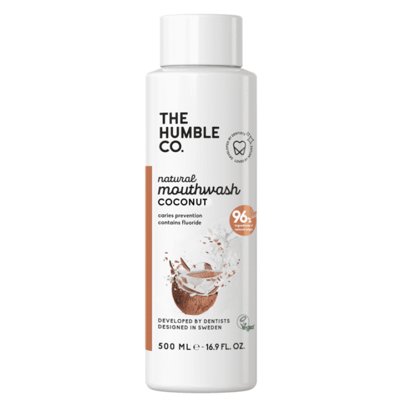 THE HUMBLE CO. Natural Mouthwash Φυσικό Στοματικό Διάλυμα με Φθόριο 220ppmF & Γεύση Καρύδα 500ml