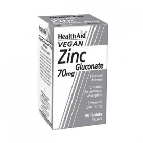HEALTH AID Zinc Gluconate 70mg Συμπλήρωμα Διατροφής με Γλυκονικό Ψευδάργυρο 90 Ταμπλέτες 