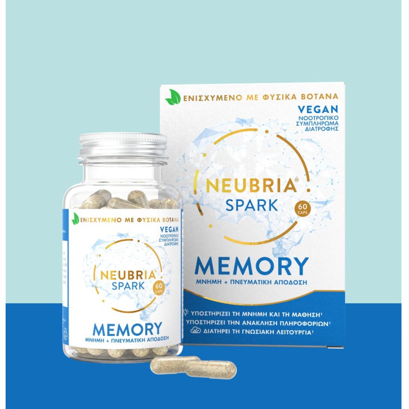 NEUBRIA Spark Memory Νοοτροπικό Συμπλήρωμα Διατροφής για Ενίσχυση της Μνήμης και της Πνευματικής Απόδοσης 60 Κάψουλες