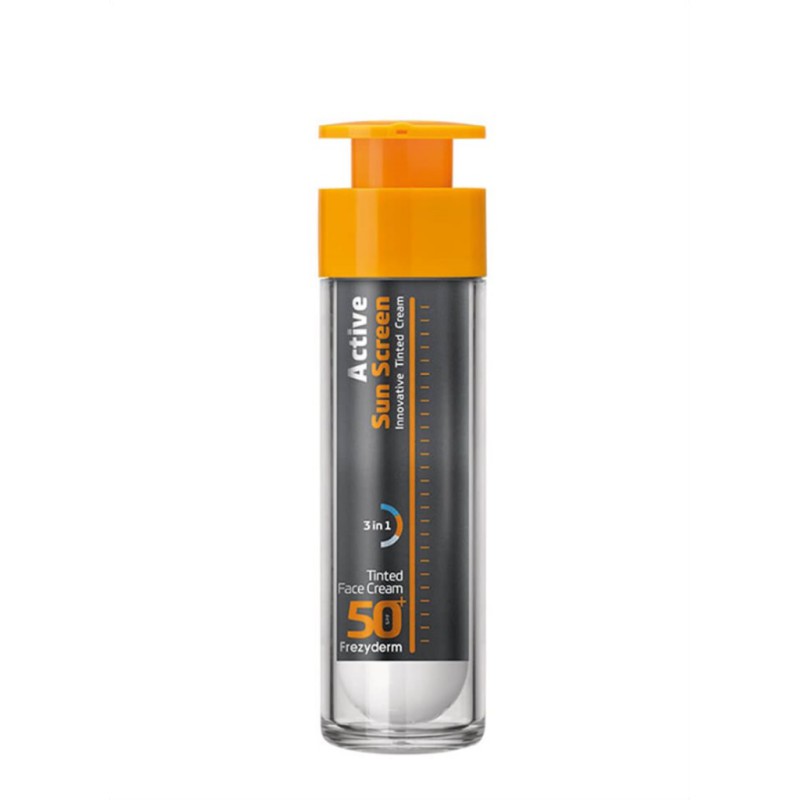 FREZYDERM Active Sun Screen Face Cream Αντηλιακή Κρέμα Προσώπου με Πλούσια Υφή & Χρώμα SPF50+ 50ml
