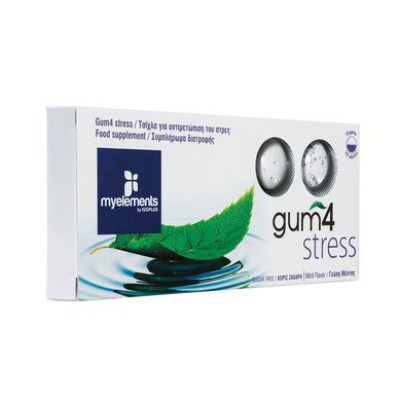 MY ELEMENTS Gum 4 Stress Τσίχλα για Αντιμετώπιση του Στρές με Γεύση Μέντας Χωρίς Ζάχαρη 10τμχ
