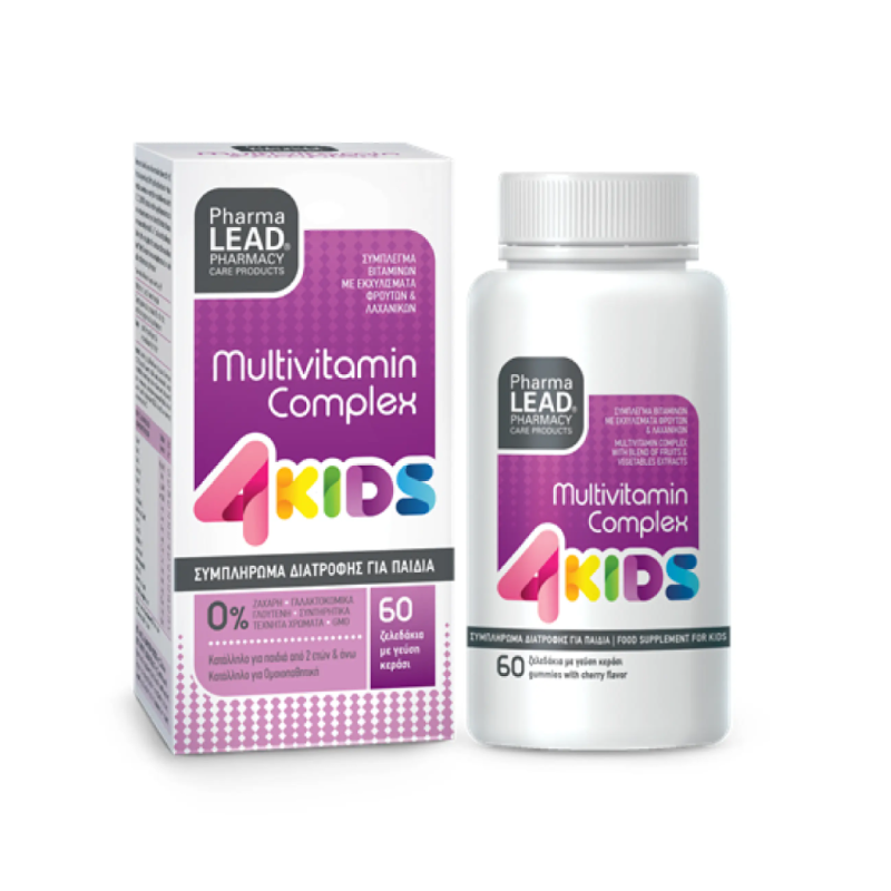 PHARMALEAD 4kids Multivitamin Complex Πολυβιταμινούχο Συμπλήρωμα Διατροφής για Παιδιά απο 2 Ετών και Άνω με Γεύση Κεράσι 60 Ζελεδάκια