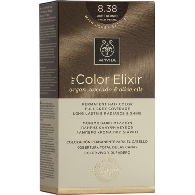 APIVITA My Color Elixir Μόνιμη Βαφή Μαλλιών με 3 Πολύτιμα Έλαια Argan , Αβοκάντο & Ελιάς Απόχρωση Ξανθό Ανοιχτό Μελί Περλέ 8.38