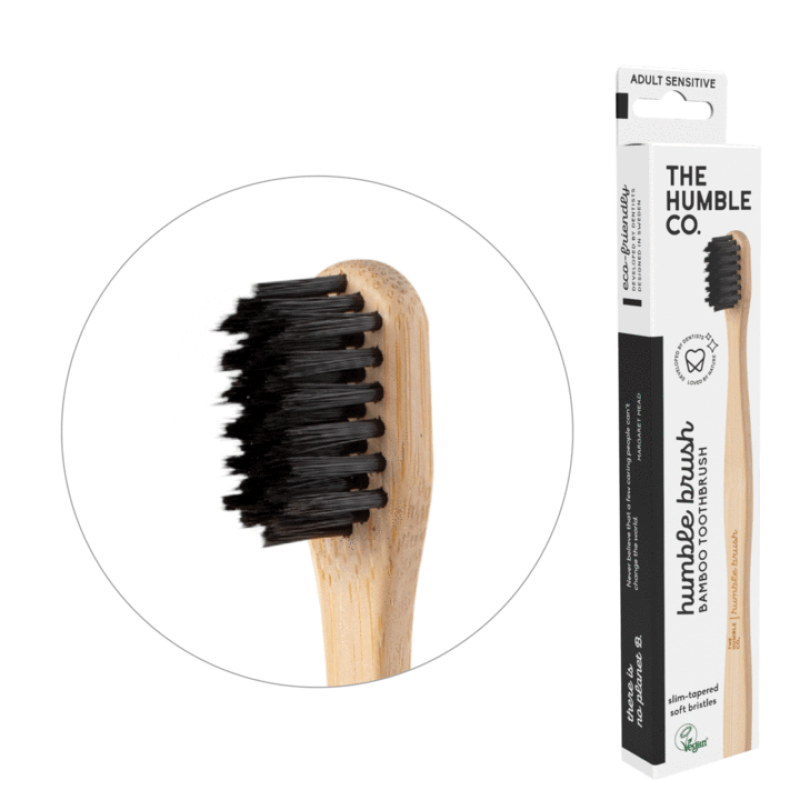 THE HUMBLE CO. Adult Sensitive Toothbrush Οδοντόβουρτσα απο Μπαμπού για Ευαίσθητα Ούλα και Δόντια Χρώμα Μαύρο 1τμχ
