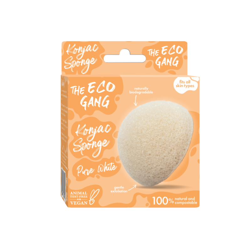 THE ECO GANG Σφουγγάρι Προσώπου Konjac Pure White για Όλους τους Τύπους Δέρματος 1τμχ
