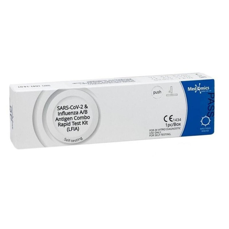 MEDOMICS Sars-Cov-2 & Flu A/B Combo Antigen Πιστοποιημένο Ρινικό Rapid Test Covid-19 & Ιού της Γρίπης 1τμχ