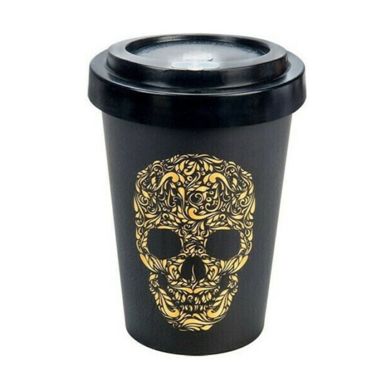WELL Κούπα Μπαμπού με Καπάκι Skull Black 400ml