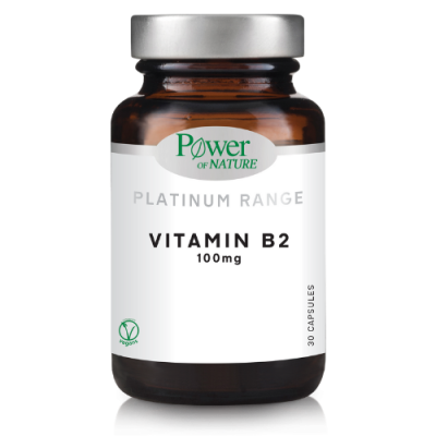 POWER HEALTH Power of Nature Platinum Range Vitamin B2 100mg Συμπλήρωμα Διατροφής Βιταμίνη B 30 Κάψουλες