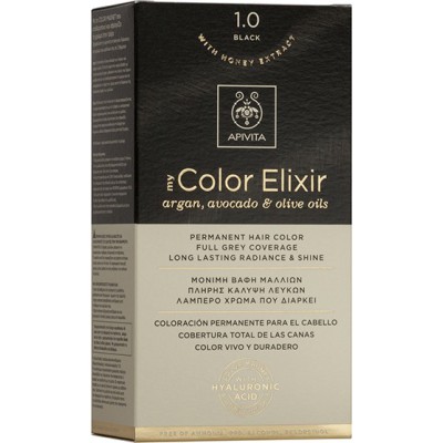 APIVITA My Color Elixir Μόνιμη Βαφή Μαλλιών με 3 Πολύτιμα Έλαια Argan , Αβοκάντο & Ελιάς Απόχρωση Μαύρο 1.0