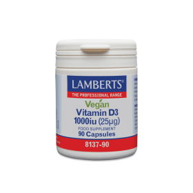 LAMBERTS Vegan Vitamin D3 1000IU 25μg Συμπλήρωμα Διατροφής για την Ενίσχυση του Ανοσοποιητικού Συστήματος 90 Κάψουλες