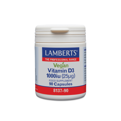 LAMBERTS Vegan Vitamin D3 1000IU 25μg Συμπλήρωμα Διατροφής για την Ενίσχυση του Ανοσοποιητικού Συστήματος 90 Κάψουλες