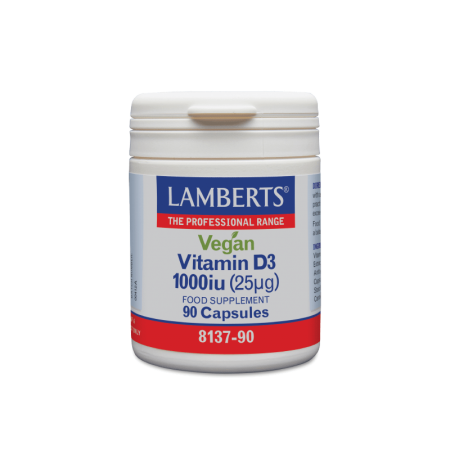 LAMBERTS Vegan Vitamin D3 1000IU 25μg Συμπλήρωμα Διατροφής για την Ενίσχυση του Ανοσοποιητικού Συστήματος 90 Κάψουλες