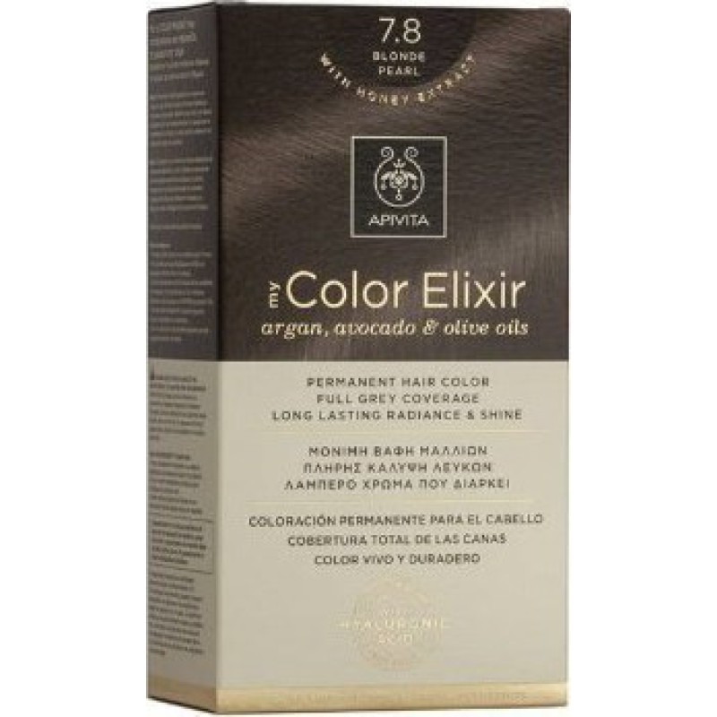 APIVITA My Color Elixir Μόνιμη Βαφή Μαλλιών με 3 Πολύτιμα Έλαια Argan , Αβοκάντο & Ελιάς Απόχρωση Ξανθό Περλέ 7.8