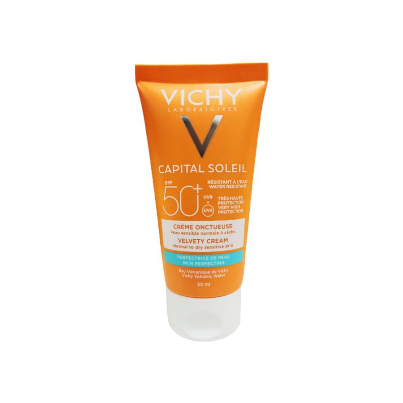 VICHY Capital Soleil Αντηλιακή Κρέμα Προσώπου για Βελούδινη Επιδερμίδα Ιδανική για Κανονικές-Ξηρές & Ευαίσθητες Επιδερμίδες SPF50 50ml