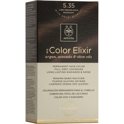 APIVITA My Color Elixir Μόνιμη Βαφή Μαλλιών με 3 Πολύτιμα Έλαια Argan , Αβοκάντο & Ελιάς Απόχρωση Καστανό Ανοιχτό Μελί Μαονί 5.35