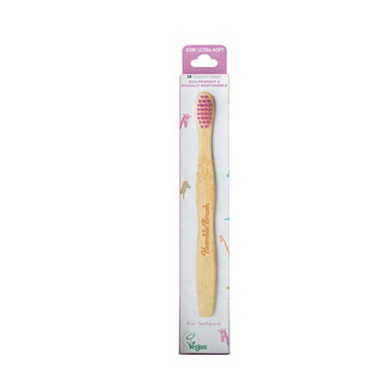 THE HUMBLE CO. Kids Ultra Soft Toothbrush Παιδική Οδοντόβουρτσα απο Μπαμπού με Πολύ Μαλακή Τρίχα Χρώμα Ρόζ 1τμχ 